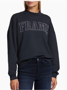 Frame navy block letter sweatshirt size small